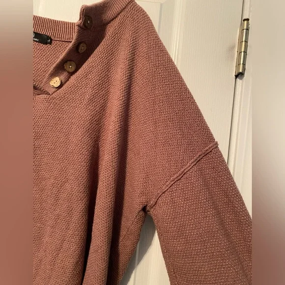 LILLUSORY mauve pink women’s high low waffle knit sweater - Picture 4 of 7